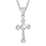 GIVA 925 Silver Striped Cross Pendant with Link Chain | Neckpiece for Men & Boys | With Certificate of Authenticity and 925 Stamp | 6 Month Warranty*