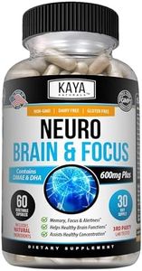 Kaya Naturals - Neuro Brain & Focus Supplement - Neurofactor & B Vitamins - Nootropic Brain Support Supplement for Memory - Focus & Concentration & Learning Accuracy - Cognitive Function - 60 Count