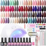 COSCELIA 87 Pcs Gel Nail Kit 36W UV Lamp 40 Colors Gel Polish Nail Kit Gel Nail Set Gel Nail Polish Base Coat Top Coat Gel for Manicure Tools Nail Gel Kit Gifts for Women Girls