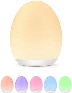 JolyWell Night Light for Kids, Egg Light for Nursery with 7 RGB Colors Changeable & Stepless Dimming, Rechargeable Tap Light with 1h Timer & Touch Control, Portable Night Light for Babies BPA Free