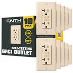 Faith, 20 amp, self-testing GFCI outlet with indicator light, wall plate included