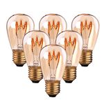 Century Light ST45 / S14 3W Spiral LED Filament Bulb (Amber Glow), Vintage Dimmable Squirrel Cage Bulb,2200K Ultra Warm White 140LM, 25Watt Equivalent,E27 Base (6-Pack)