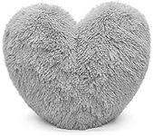 NIGHTZONE Teddy Cuddles Heart Shape 3D Fleece Filled Cushion Soft Comfortable Warm & Cozy Home Decor Size 38cm 100% Polyester Teddy Heart (Silver)