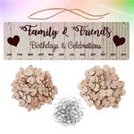 NUOBESTY Family and Friends Birthday Reminder Calendar DIY Wall Hanging Wooden Calendar Board Plaque for Birthday Baby Shower for Mother Grandma