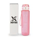 XRT65 1L Motivational Sipper Bottle, Unbreakable, Leakproof Sipper bottle for adults, Motivational water bottle for Gym office home, Non-toxic plastic water bottle (Baby Pink)