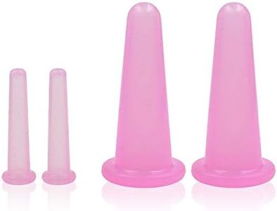 KRISMYA 4 Pcs Facial Cupping Set,Natural Silicone Facial Massage Cup for Body,Face,Neck,Back,Eye Massage,Vacuum Tank,Perfect for Body,Facial Care,Anti-aging Beauty Tool(2 Small&2 Large, Pink)