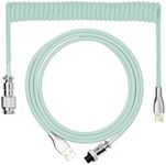 EPOMAKER Macaron 1.8m Coiled Type-C to USB A TPU Mechanical Keyboard Cable with Detachable Aviator Connector for Gaming Keyboard/Tablet/Smart Phone (Mint Green)