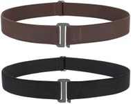 JASGOOD 2 Pack Invisible Women Stretch Belt No Show Elastic Web Strap Belt with Flat Buckle for Jeans Pants Dresses