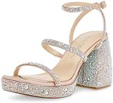 Betsey Johnson Women's Denni Heeled Sandal, Rhinestone, 6.5