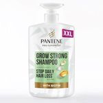 Pantene Grow Strong Shampoo with Biotin & Protein Strengthener 1L XXL pump. Helps Reduce Hair Loss Due to Breakage for Hair that Grows Long & Strong. For Dry Damaged Hair, helps promote hair growth.
