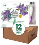 BIC Soleil Escape Women's Disposable 3 Blade Razors, Lavender & Eucalyptus Scented Handles, Perfect for Bikini Line and Pubic Hair, 12-Pack