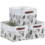 DECOMOMO Storage Bins | Fabric Storage Basket for Shelves for Organizing Closet Shelf Nursery Toy | Decorative Large Linen Closet Organizers with Handles Cubes (Green Tree, Large - 3 Pack)