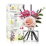 Cocod'or [COCODOR/Lovely Peony] Reed diffuser oil 200ml with Rose, Eucalyptus and Preserved Flower sticks. Best for Home, Kitchen, Bathroom. Diffusers with Sticks