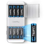 Rechargeable Lithium Batteries AA 8-Pack with Charger, 1.5V AA Rechargeable Batteries, 3000mWh High Capacity AA, Li-ion AA with Charger, [2-1] Charing-Storage Box Integrated AA Charger