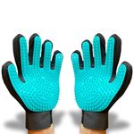 IDEARES Pet Hair Remover & Grooming Glove, 2-Pack Left & Right Mitt with 313 Soft Tips, Deshedding Brush for Dogs & Cats