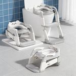 BBfancy Potty Chair, potty training toilet seat with step stool ladder for Kids and Toddler Boys Girls - Kids Potty Training Soft Padded Seat (Grey+White)