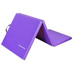 BalanceFrom 1.5" Thick Tri-Fold Folding Exercise Mat with Carrying Handles for MMA, Gymnastics and Home Gym Protective Flooring (Purple)