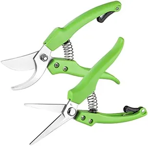 WORKPRO Garden Clippers, 2 Pcs Flower Scissors Include 8" Bypass Pruner and 8.5'' Straight Blade Shear, Professional Pruning Shears Kit for Cutting Flowers, Trimming Plants, Fruits Picking