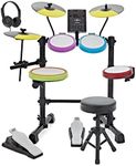 Gear4music Mesh Electric Drum Kit for Kids with Stool & Headphones