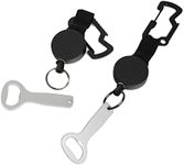 Retractable Bottle Opener with Carabiner Clip - Portable Cooler Bottle Opener Camping Accessories - Retractable Hand Strap Bottle Opener - Backpack Clip on Bottle Opener - Speed Beer Opener - 2 Pack