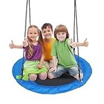 JUNGLE WELL Saucer Tree Swing Set for Kids Adults, 900D Waterproof Oxford 40 Inch 100cm Nest Swing Seat with Adjustable Hanging Rope for Outdoor Playground, Backyard (Ocean Blue)