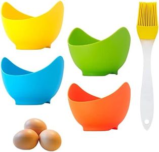 4 Pack Egg Poacher, BPA Free Silicone Egg Poachers, Egg Cups for Air Fryer, Thickened Stable Egg Cooker with Extra Oil Brush