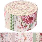 42 Strip Jelly Roll Fabric 2.5" x 44" | Cotton Strips Bundles - Jelly Rolls for Quilting Assortment Fabrics Quilters & Sewing - Precuts Cloth Quilts Strips - Vintage Floral