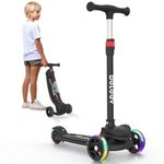 BELEEV A8 Foldable Scooter for Kids Ages 3-12, 3 Wheel Scooter for Toddlers Girls Boys, Kick Scooters with Light up Wheels for Children, Adjustable Height, Lean to Steer, Non-Slip Deck (Black)