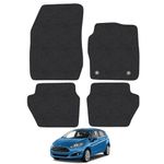 Car Mats for Ford Fiesta (2011-2017) [MK7] Tailored Fit Carpet Floor Mat Set Accessory Black Custom Fitted 4 Pieces with Clips - Anti-Slip Backing & Black Trim Edging