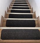 emmahome Carpet Stair Treads NON-SLIP MACHINE WASHABLE Mats/Rugs, INDOOR OR OUTDOOR with Reusable Rubber Back - 20x67cm - 14pc in Pack (Anthracite)
