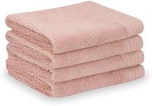 SERISIMPLE Premium Viscose Bamboo Washcloth Set - Pack of 4, 13x13 in Soft and Absorbent, Durable and Comfortable, Suitable for Body & Face, Baby and Adults (Pink/Stripes)