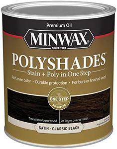 1 qt Minwax 61395 Classic Black PolyShades Wood Stain And Polyurethane, Satin