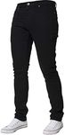 Kruze Designer Mens Skinny Fit Jeans Stretch Slim Denim Pants All Waist Leg Size, Black, 46W x 32L