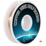 YEJJET 22 Gauge Pure Copper Wire Half Round (Dead Soft) 3OZ 205Ft, Copper Wire for Jewelry Making