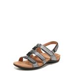 Vionic Women's Women's Rest Amber Backstrap Sandal - Ladies Adjustable Walking Sandals with Concealed Orthotic Arch Support, Black Metallic Linen, Wide (AMBER-BLKMET-6.5-WIDE)