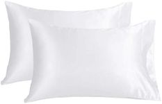 Luxury Silky Satin Pillowcase for Hair and Skin, 2-Pack - Standard Size Pillow Cases - Satin Silky Pillow Covers (2-Pack Standard, White)