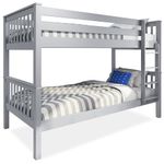 Blisswood Double Bed Bunk Bed, 3ft Wooden Bunk Beds With Ladder Twin Sleeper Kids Bunk Bed, Solid Pine Wood Frame Single Double Bed frame For Kids Children Home (Grey)