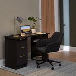 Laura James Computer Desk Home Office Workstation Study Laptop PC Table - with Drawers and Shelves (Black)