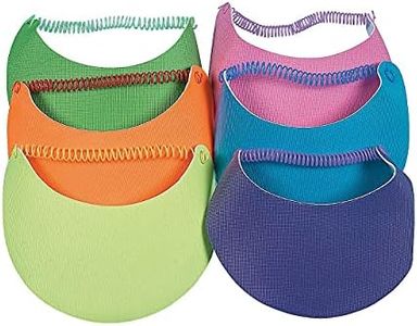 Fun Express Neon Foam Visors For Kids - Set of 12, Each With Coil Bands - Apparel And Crafts