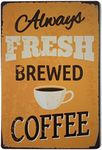 ERLOOD Fresh Brewed Coffee Retro Vintage Tin Sign - 12 X 8