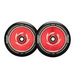 CLAS FOX Pro Stunt Scooter Wheel 1 Pair 120mm Hollow Wheels with Abec 9 Bearings for MGP/Razor/Lucky/Envy/Vokul Scooter (2pcs) (Black PU Red Core)