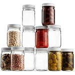 Paksh Novelty Glass Mason Jars Set of 12, Spice Jars 12 Ounce, Glass Jar with Regular Mouth and Metal Airtight Lid, Canning Jars for Craft and Dry Food Storage, Glass Food Containers