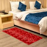 CURSHEET HOMZ prooduct Luxurious High Density Thick & Soft 5D Print Bedside Runner/Carpet/Rug/Floor Mat Italian Red-White (22 x 55 Inches)