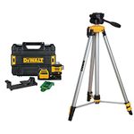 DEWALT 20V MAX Laser Level, Jobsite, 3 x 360, Green, Tool Only (DCLE34030GB) + DEWALT Laser Tripod with Tilting Head (DW0881T)