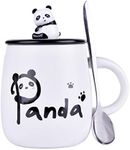 Panda Mug Cute Ceramic Coffee Mug with 3D Panda Lid and Spoon, Cute Cups Novelty Coffee Tea Milk Christmas Mug for Women Girls Boys