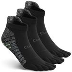 likloks Running Toe Socks Cushioned Compression Ankle Socks CoolMax Athletic Hiking Five Finger Socks for Men and Women Black-Medium