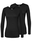 Adar Underscrubs for Women 2 Pack - Long Sleeve Underscrub Comfort Tee - 2902 - Black - S