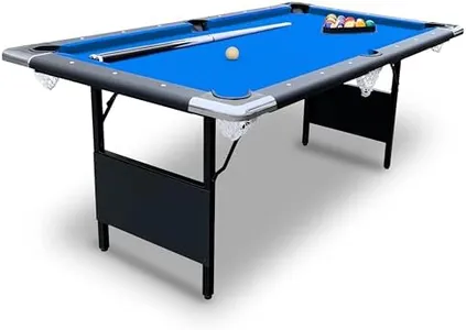 Hathaway Fairmont Portable 6-Ft Pool Table for Families with Easy Folding for Storage, Includes Balls, Cues, Chalk, Blue