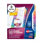 Avery Jan-Dec 12 Tab Dividers for 3 Ring Binders, Customizable Table of Contents, Multicolor Tabs, 3 Sets (44128)