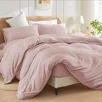 Babu Homes Double Duvet Cover Set 3 Pcs Brushed Microfiber Plain Quilt Cover Set with 2 Pillowcases Ultra Soft Button Closure Bedding Set (Blush)